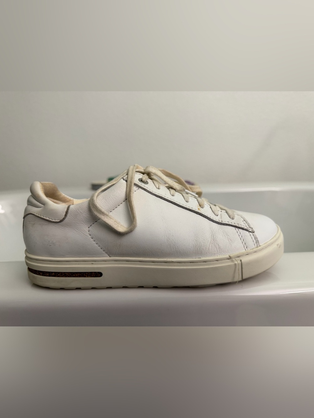Birkenstock White Leather Low-Top Sneakers